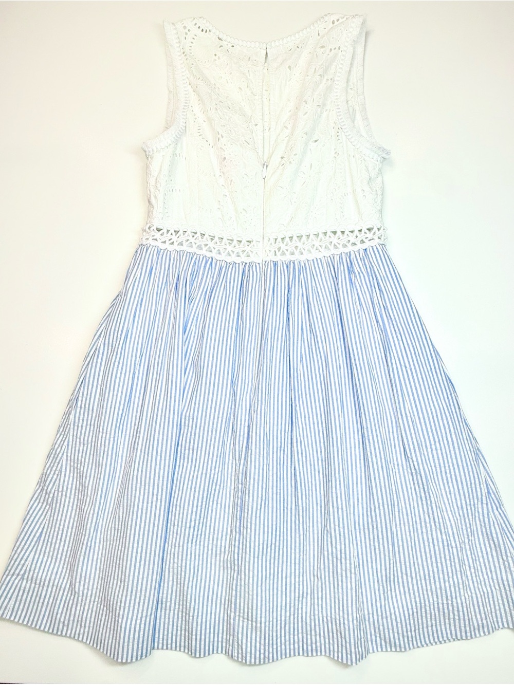 Lilly Pulitzer Seersucker Stripe Eyelet Fit & Flare Dress Size 2 - Picture 13 of 16